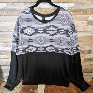 Ranlege Black Aztec With Black Body Sweatshirt
